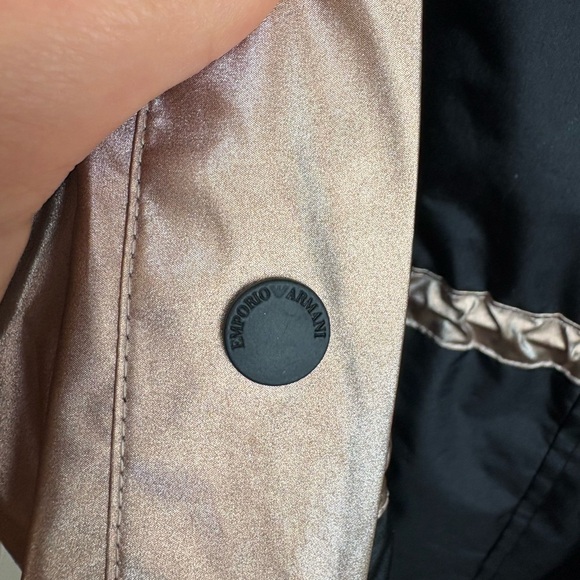 Emporio Armani metallic rose gold hooded trench coat / raincoat - Picture 7 of 9